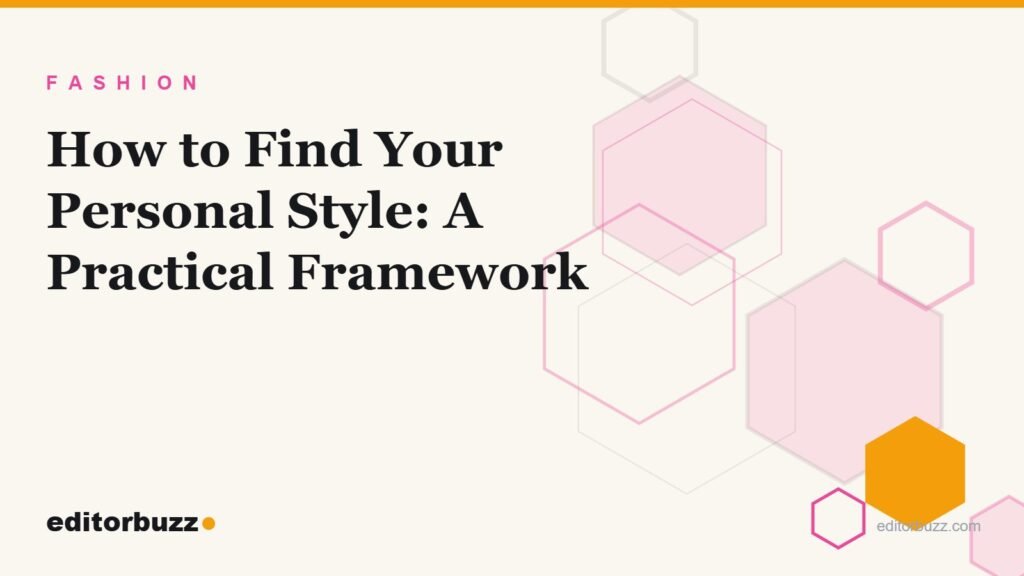Find your personal style cover with cream background and pink hexagon motif for EditorBuzz