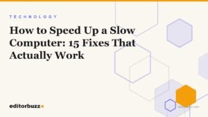 Illustration cover for a guide on how to speed up a slow computer with 15 practical fixes